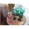 Image 1 : Misc. Lot of Wine Glasses On Wood Round Tray