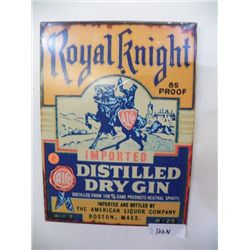 Vintage Royal Knight Tin Advertisment for Dry Gin