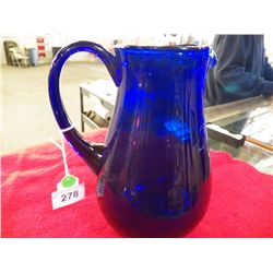 Vintage Hand Blown Colbot Blue Water Pitcher