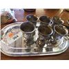 Image 1 : Silver Platter with 6-Cups