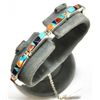 Image 1 : Navajo Multi-Stone Inlay Sterling Silver Link Bracelet - Calvin Begay