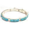 Image 2 : Navajo Turquoise Inlay Sterling Silver Link Bracelet - Calvin Begay