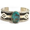 Image 1 : Old Pawn Navajo Blue Diamond Turquoise Sterling Silver Cuff Bracelet - Oscar Alexius