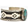 Image 2 : Old Pawn Navajo Blue Diamond Turquoise Sterling Silver Cuff Bracelet - Oscar Alexius