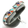 Image 1 : Navajo Multi-Stone Inlay Sterling Silver Link Bracelet - Calvin Begay