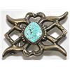 Image 2 : Old Pawn Navajo Spider Web #8 Turquoise Sterling Silver Buckle - Harrison Bitsue