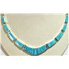 Image 2 : Navajo Turquoise Inlay Sterling Silver Link Necklace & Post Earrings Set - Calvin Begay