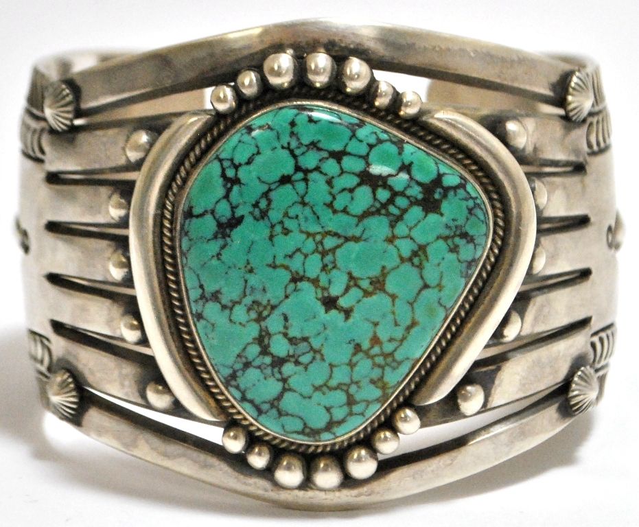 Old Pawn Navajo Sky Horse Turquoise Sterling Silver Cuff Bracelet ...