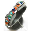 Image 1 : Navajo Multi-Stone Inlay Sterling Silver Link Bracelet - Calvin Begay