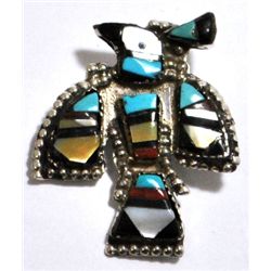 Old Pawn Multi-Stone Bird Kachina Sterling Silver Pendant & Pin - OZ?