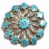 Image 1 : Old Pawn Turquoise Flower Sterling Silver Pendant & Pin - VM Dishta