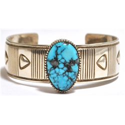 Old Pawn Navajo Ithaca Peak Turquoise Sterling Silver Cuff Bracelet - Jay Livingston