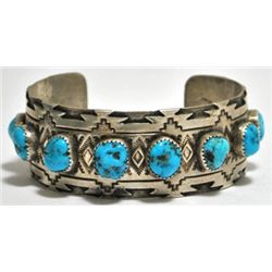 Old Pawn Turquoise Sterling Silver Cuff Bracelet