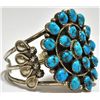 Image 2 : Navajo Turquoise Cluster Sterling Silver Cuff Bracelet - RB