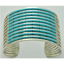 Zuni Turquoise Sterling Silver Cuff Bracelet - Anselm Wallace