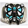 Image 1 : Old Pawn Multi-Stone Butterfly Sterling Silver Cuff Bracelet - M