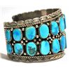 Image 2 : Old Pawn Turquoise Cluster Sterling Silver Cuff Bracelet - MN