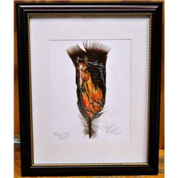 Navajo Horse Feather Painting - Running Free - Donovan Begay