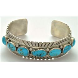 Old Pawn Turquoise Sterling Silver Cuff Bracelet - S.