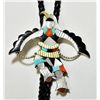 Image 1 : Zuni Multi-Stone Bird Dress Sterling Silver Bolo Tie