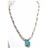 Image 1 : Old Pawn Turquoise Inlay Owl Sterling Silver Necklace