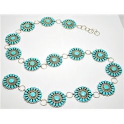 Navajo Turquoise Sterling Silver Concho Belt - Juliana Williams