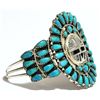 Image 2 : Old Pawn Turquoise Needlepoint Sun Face Sterling Silver Cuff Bracelet - LMB