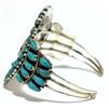 Image 3 : Old Pawn Turquoise Needlepoint Sun Face Sterling Silver Cuff Bracelet - LMB