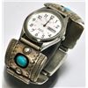 Image 1 : Old Pawn Turquoise Sterling Silver Link Bracelet Men's Watch