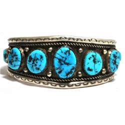 Old Pawn Turquoise Sterling Silver Cuff Bracelet - HS
