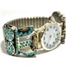 Image 2 : Old Pawn Turquoise & Mother of Pearl Sterling Silver Men's Watch - VM Dishta