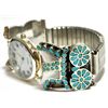 Image 3 : Old Pawn Turquoise & Mother of Pearl Sterling Silver Men's Watch - VM Dishta