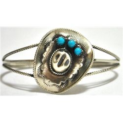 Navajo Turquoise Sterling Silver Cowboy Hat Cuff Bracelet - RB