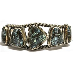 Old Pawn New Lander Turquoise Sterling Silver Cuff Bracelet - TT