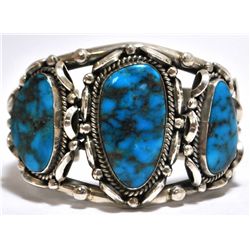 Old Pawn Smokey Valley Turquoise Sterling Silver Cuff Bracelet - M