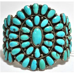 Old Pawn Turquoise Needlepoint Sterling Silver Cuff Bracelet - YSJ
