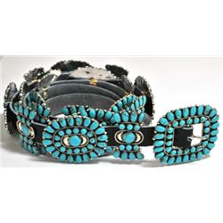 Navajo Turquoise Sterling Silver Concho Belt - Juliana Williams