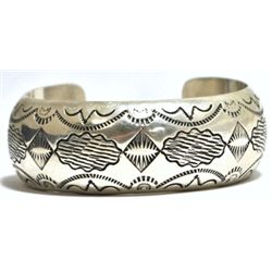 Old Pawn Cloud & Diamond Design Sterling Silver Cuff Bracelet