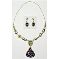 Navajo Amethyst Necklace & Earrings Set - Clem Nalwood