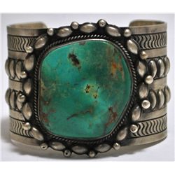 Old Pawn Mountain Turquoise Sterling Silver Cuff Bracelet - HS