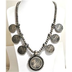 Old Pawn US Coins Sterling Silver Necklace - Paul Livingston