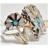 Image 2 : Old Pawn Multi-Stone Inlay Butterfly Sterling Silver Cuff Bracelet - Anselm Wallace