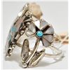Image 3 : Old Pawn Multi-Stone Inlay Butterfly Sterling Silver Cuff Bracelet - Anselm Wallace