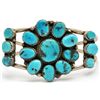 Image 1 : Old Pawn Turquoise Cluster Sterling Silver Bracelet