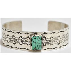 Old Pawn Spider Web Turquoise Sterling Silver Cuff Bracelet - Wilson Padilla