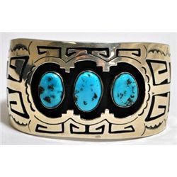 Old Pawn Turquoise Sterling Silver Cuff Bracelet - KK