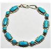 Image 3 : Old Pawn Zuni Turquoise Sterling Silver Link Bracelet - W Quam
