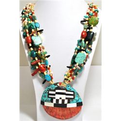 Old Pawn Santo Domingo Multi-Stone Shell Necklace