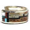 Image 2 : Zuni Multi-Stone Pueblo Sterling Sterling Silver Cuff Bracelet - Gilbert & Mildred Calavaza
