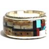 Image 3 : Zuni Multi-Stone Pueblo Sterling Sterling Silver Cuff Bracelet - Gilbert & Mildred Calavaza